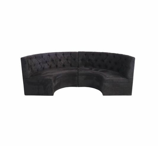 Onyx Curved 10′ Tufted Booth – Black Suede