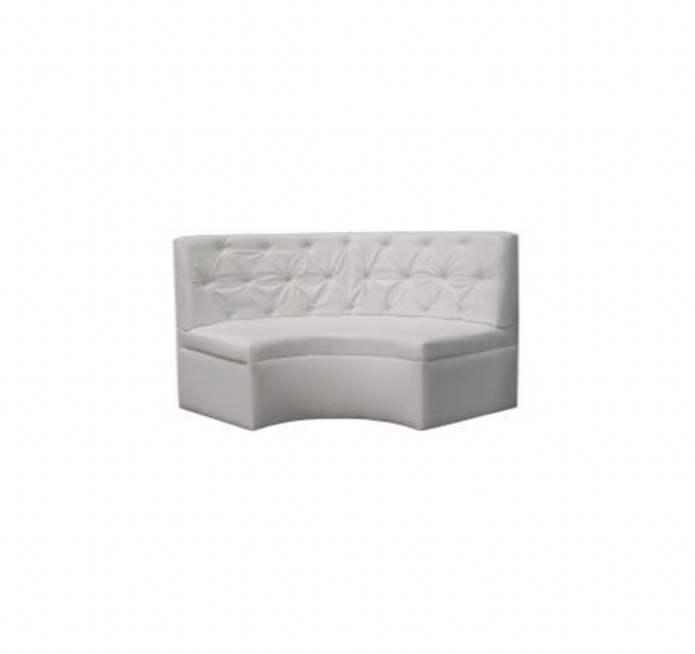 Curved 5′ Tufted Booth – White Leather