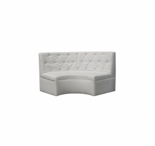 Curved 5′ Tufted Booth – White Leather