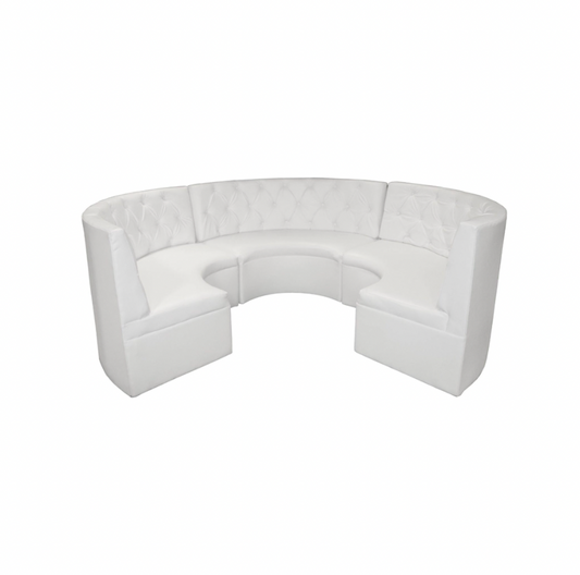 Curved 15′ Tufted Booth – White Leather