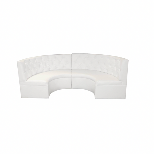 Curved 10′ Tufted Booth – White Leather