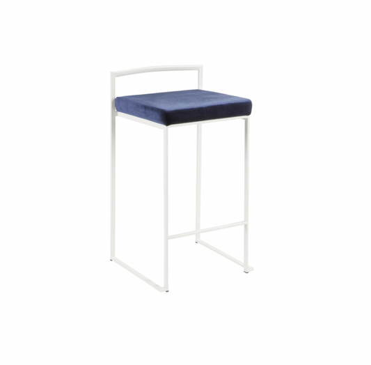 Ashton Bar Stool Blue Suede (Silver)
