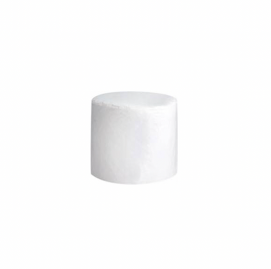 Round Ottoman – White Cotton Stretch