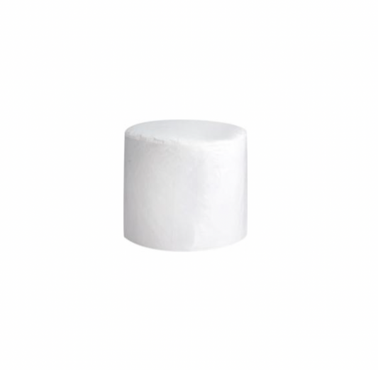 Upholstered Round Ottoman – White Leather