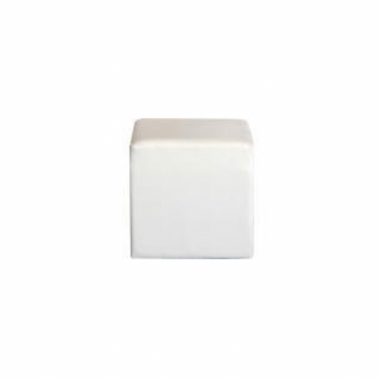 Upholstered Square Ottoman – White Leather