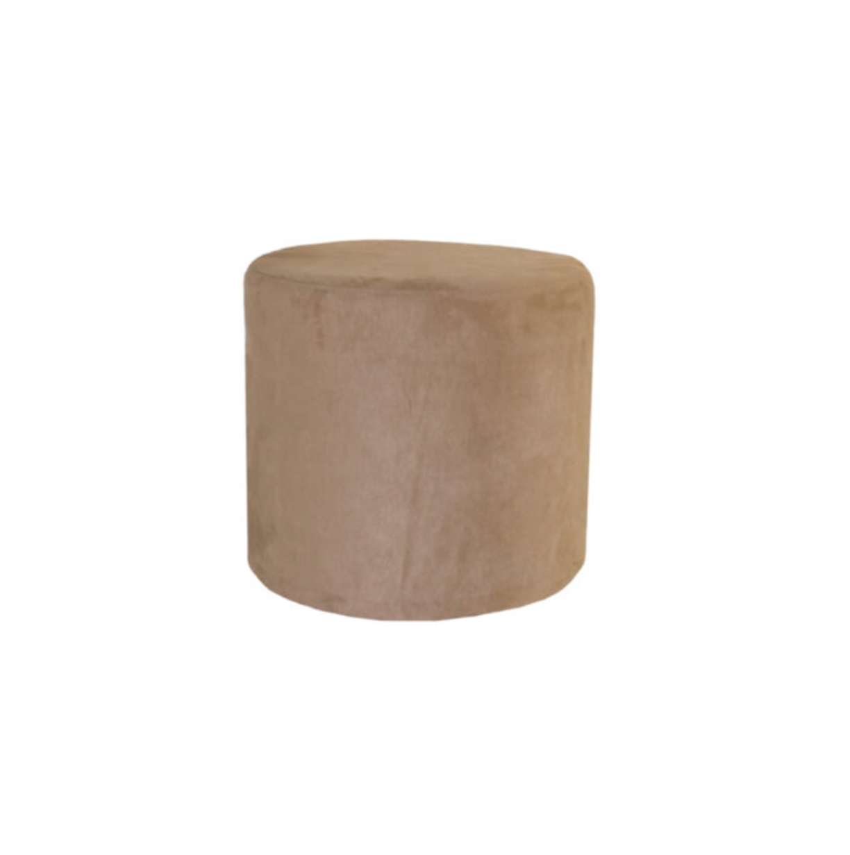 Round Ottoman – Sandy Suede Slipcover