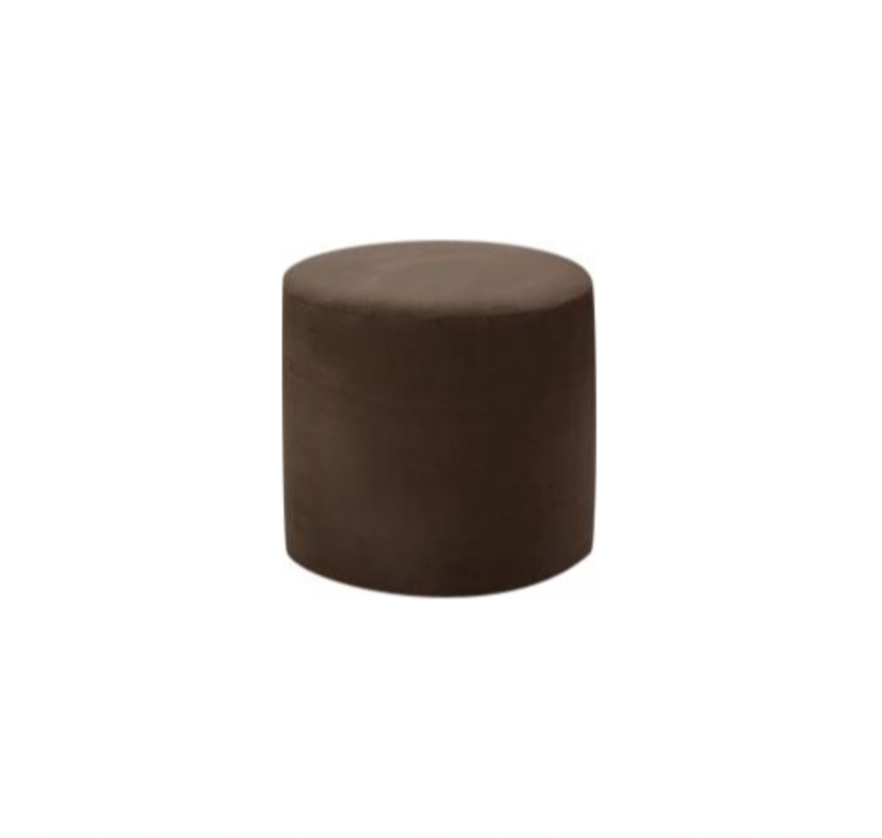 Round Ottoman – Chocolate Brown Suede