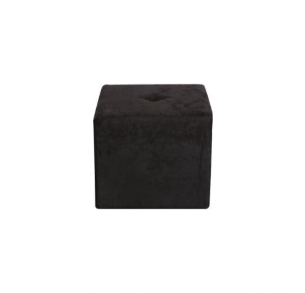 Onyx Square Tufted Ottoman – Black Suede