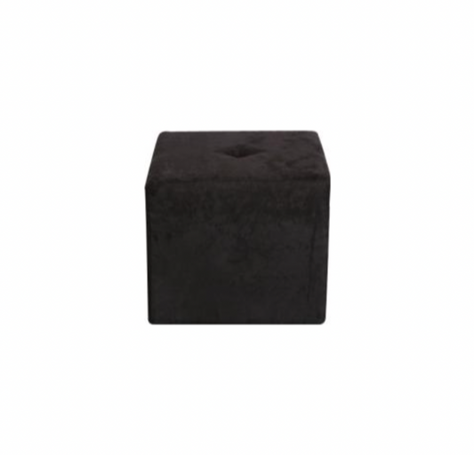 Onyx Square Tufted Ottoman – Black Suede