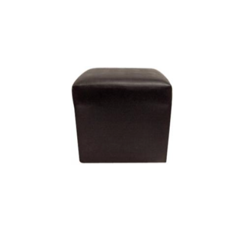 Upholstered Square Ottoman – Black Leather