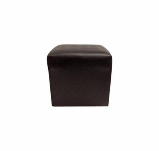 Upholstered Square Ottoman – Black Leather