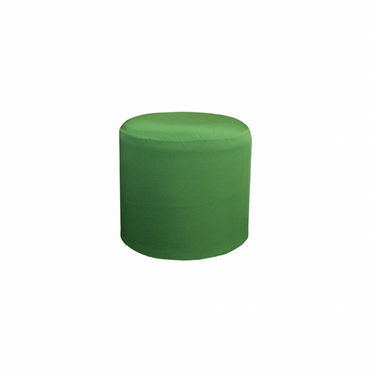 Round Ottoman – Green Cotton Stretch