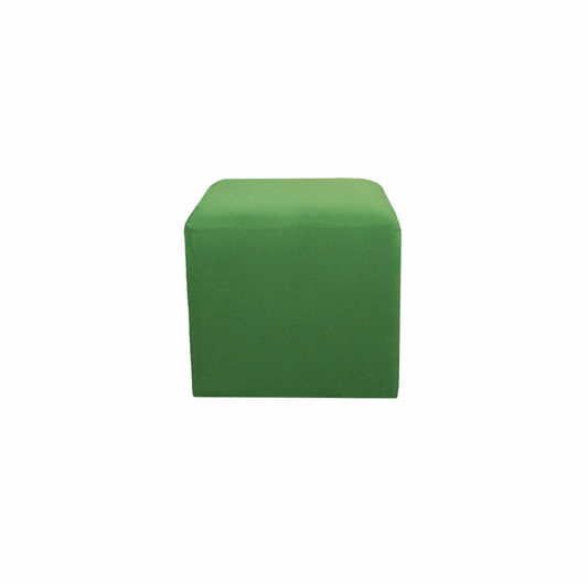Square Ottoman – Green Cotton Stretch