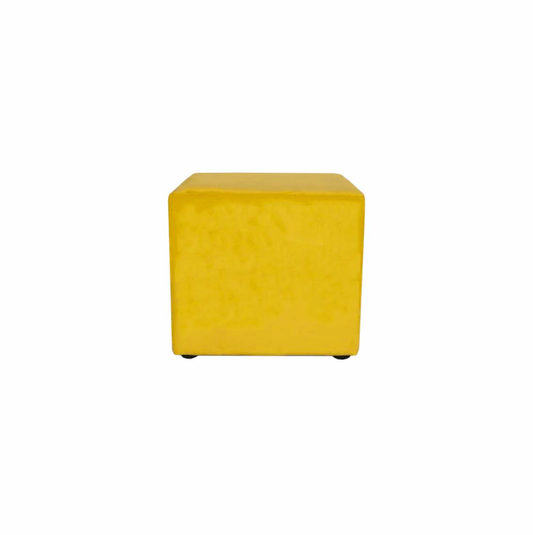 Canary Yellow Velvet Ottoman