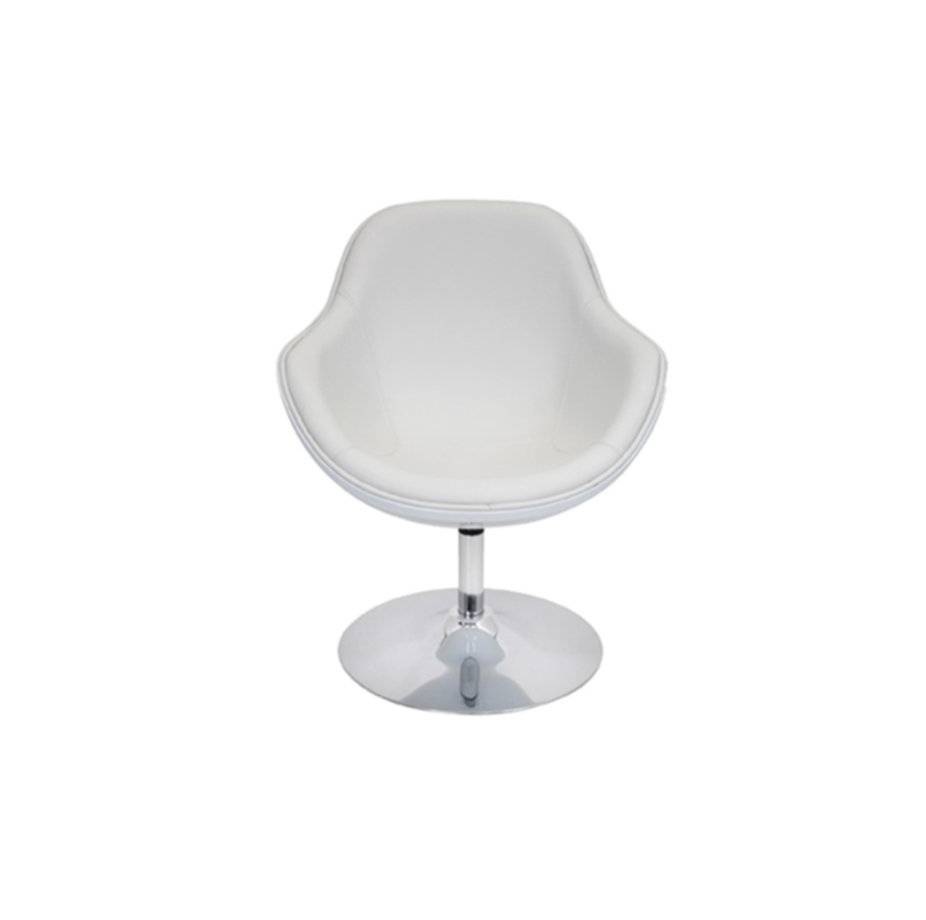 Swivel Lounger Chair – White Leather