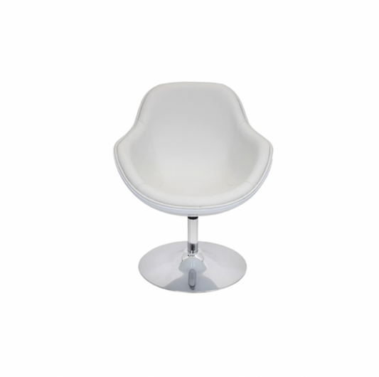 Swivel Lounger Chair – White Leather