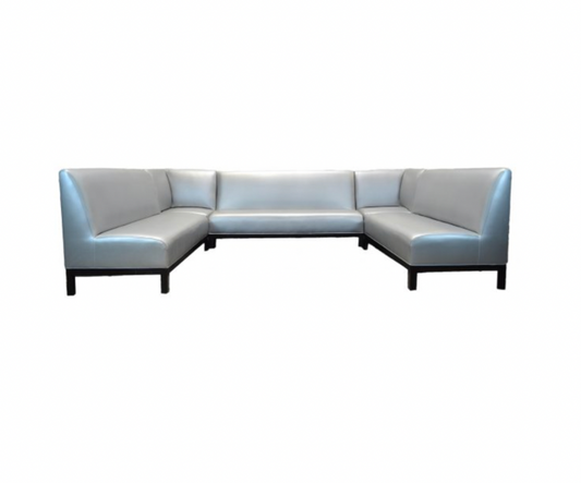 Jax ‘U’ Shape Sectional – Metallic Silver Leather