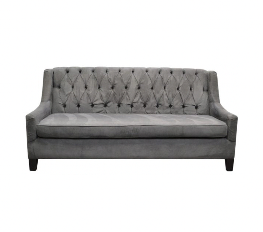 Diamond Tufted Sofa – Charcoal Suede