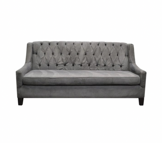 Diamond Tufted Sofa – Charcoal Suede