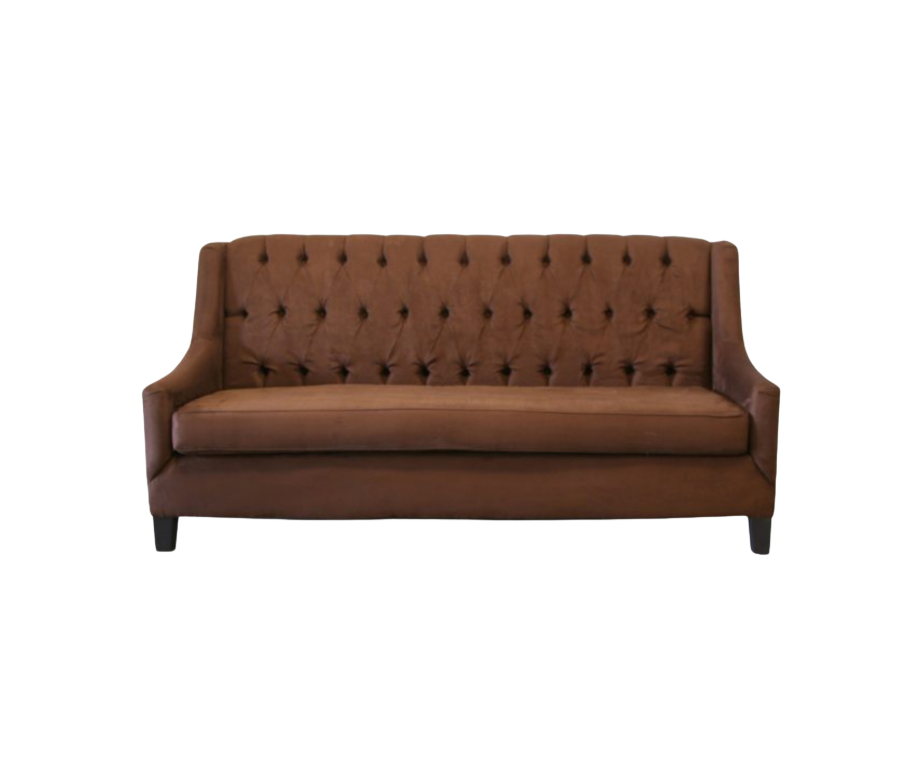 Diamond Tufted Sofa – Chocolate Brown Suede