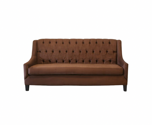 Diamond Tufted Sofa – Chocolate Brown Suede