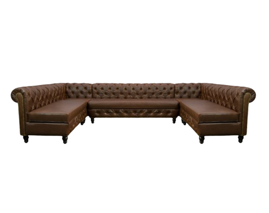 Cambridge Sectional – ‘U’ Shape – Brown Leather