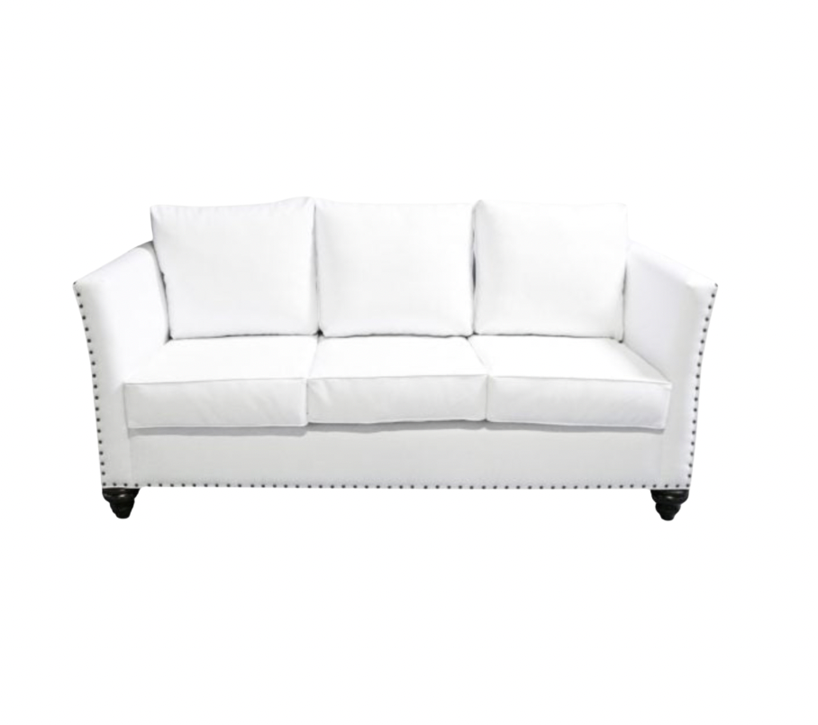 Nailhead Sofa – White Leather