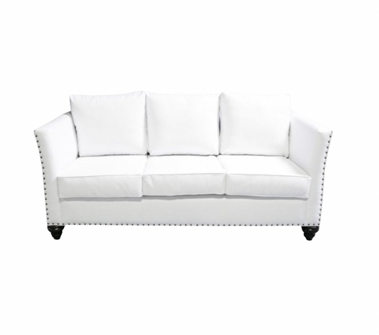 Nailhead Sofa – White Leather