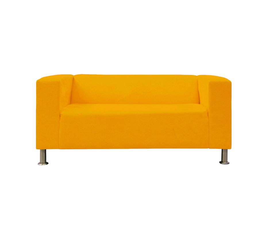 Damian Loveseat With Canary Yellow Suede Slipcover