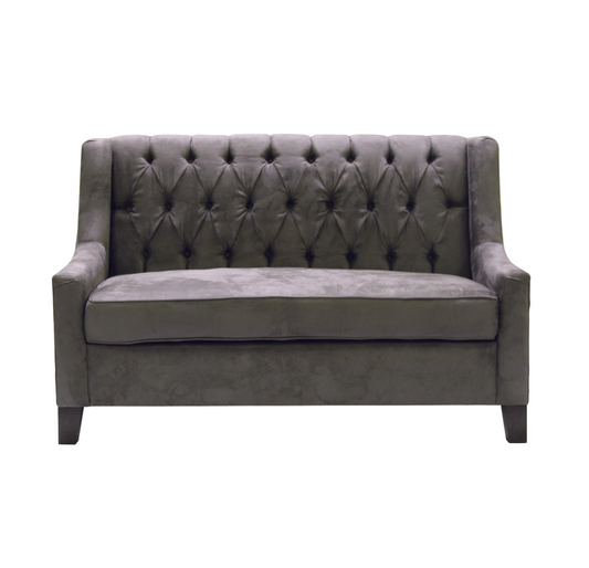 Diamond Tufted Loveseat – Charcoal Suede