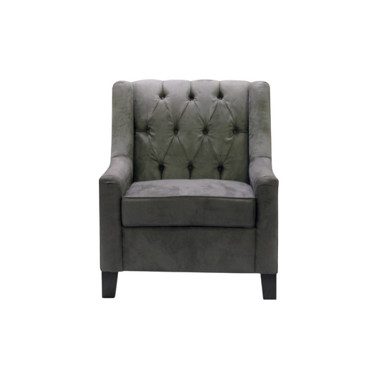 Diamond Tufted Chair – Charcoal Suede
