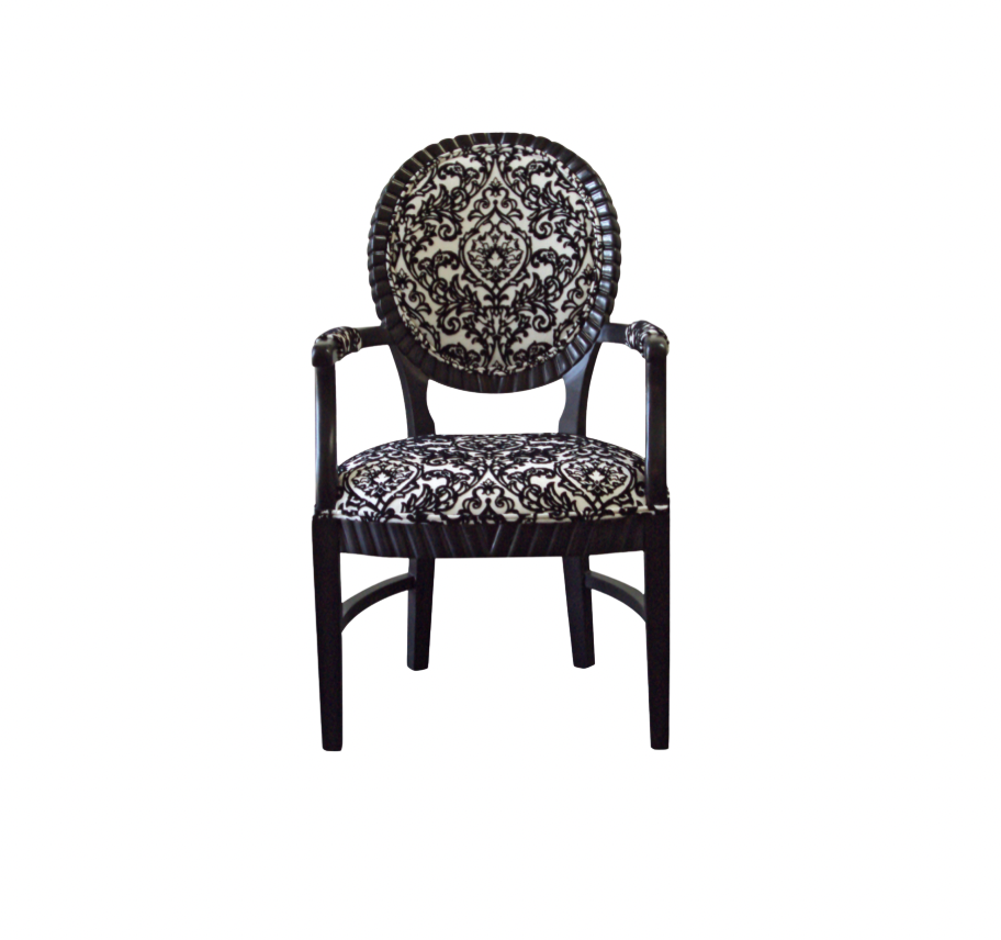 Bella Chair – Black And White Damask
