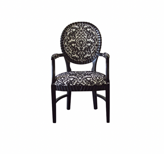 Bella Chair – Black And White Damask