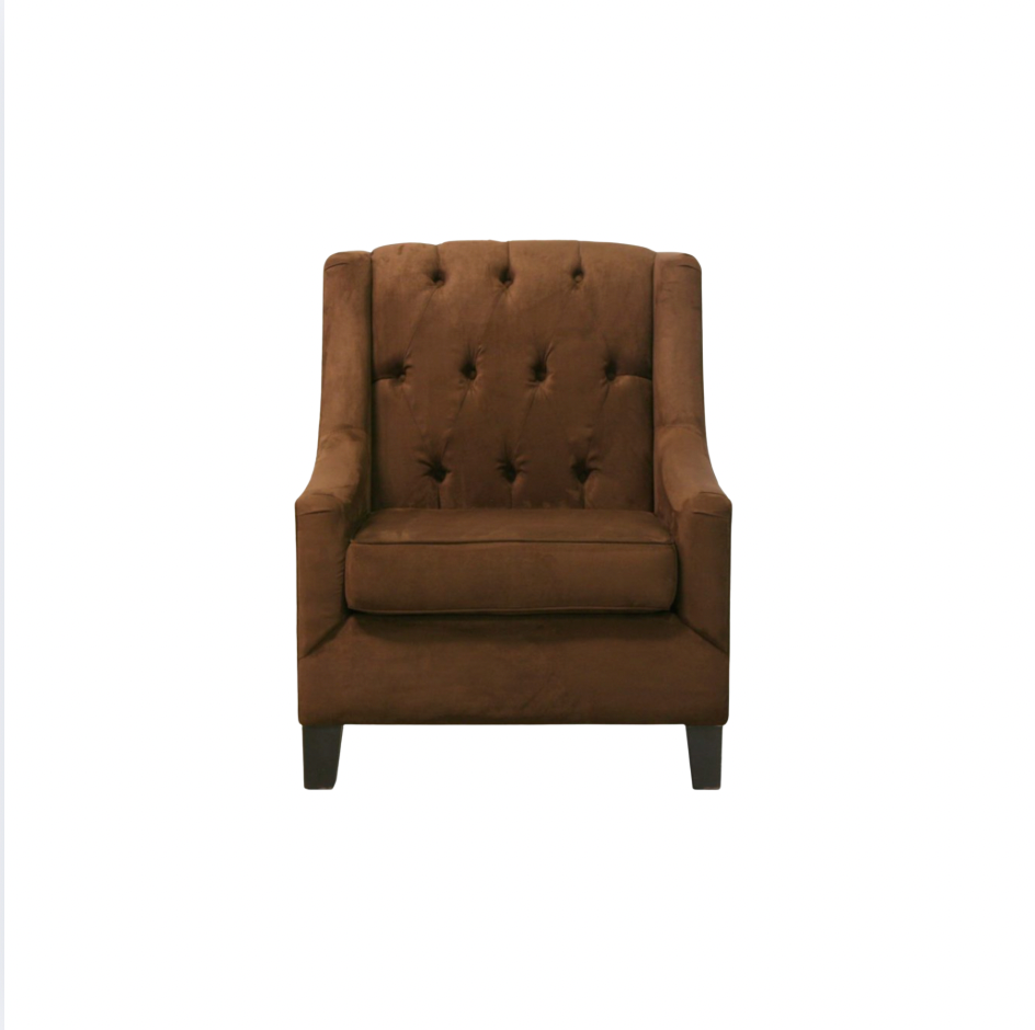 Diamond Tufted Chair – Chocolate Brown Suede