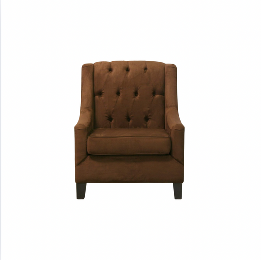 Diamond Tufted Chair – Chocolate Brown Suede