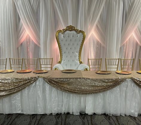 Single Throne Chair - White & Gold