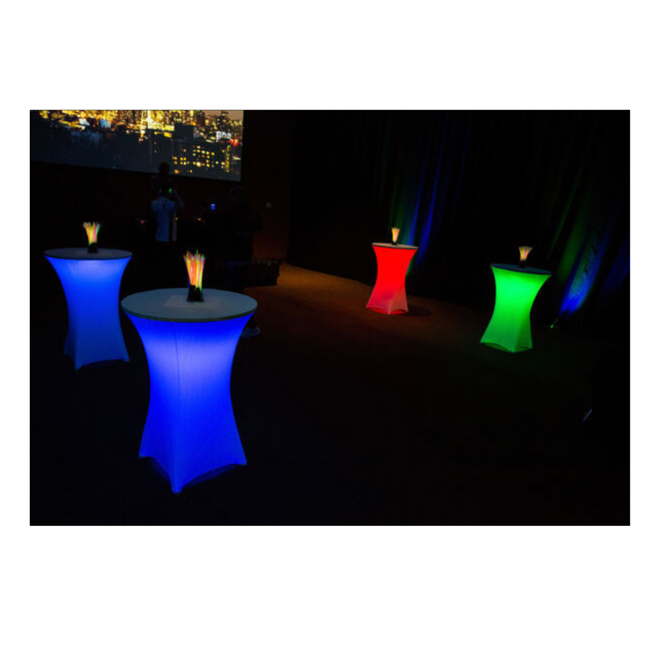 LED Cocktail Table (White Spandex)