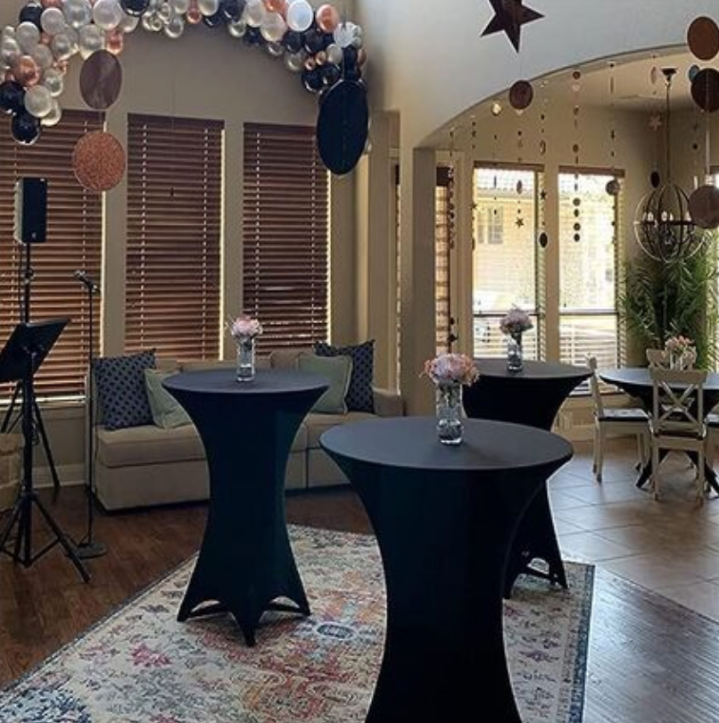Black Spandex Linen for 42" High Cocktail Table [FOR 36" WIDE TABLE]