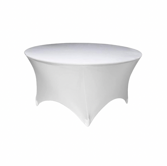 White Spandex Linen for 5 Ft. Round Folding Table