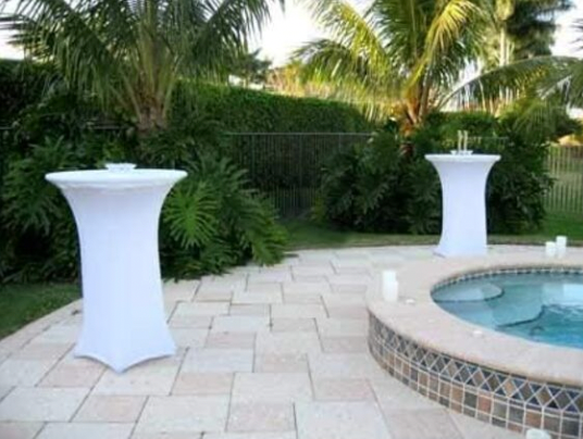 White Spandex Linen for 42" High Cocktail Table [FOR 36" WIDE TABLE]