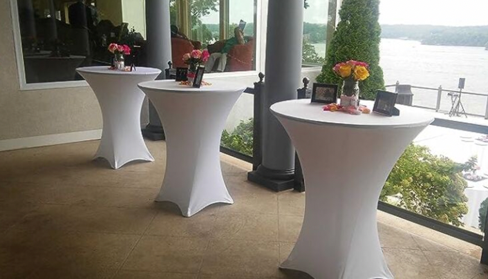 White Spandex Linen for 42" High Cocktail Table [FOR 36" WIDE TABLE]