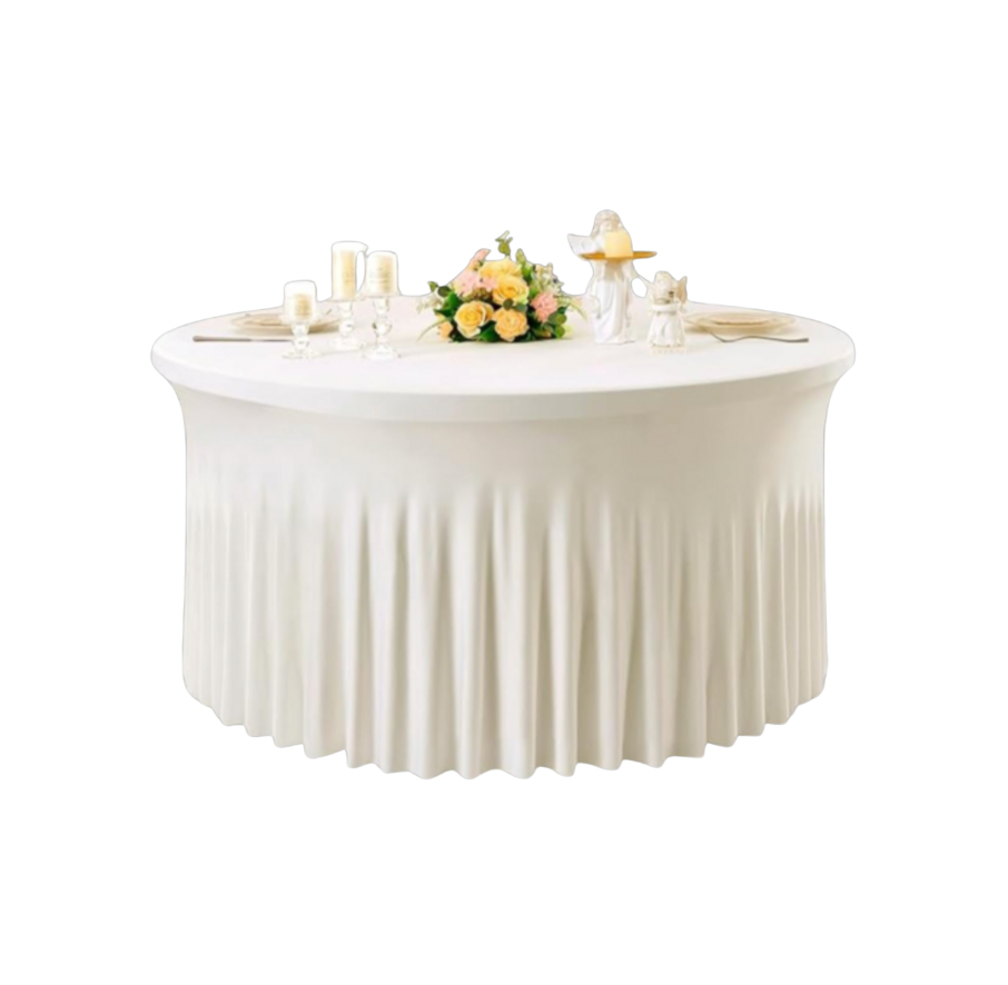 Ivory Spandex Skirting for 5 Ft. Round Folding Table