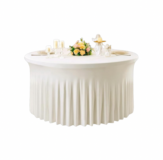Ivory Spandex Skirting for 5 Ft. Round Folding Table