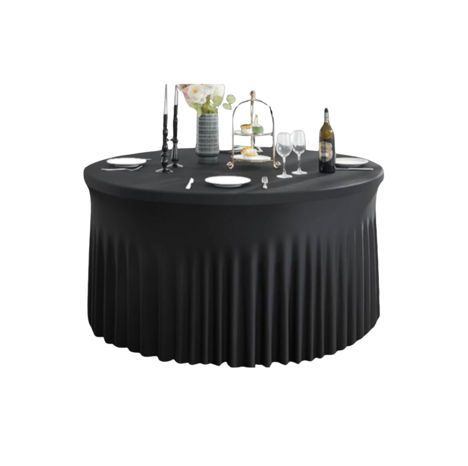 Black Spandex Skirting for 5 Ft. Round Folding Table