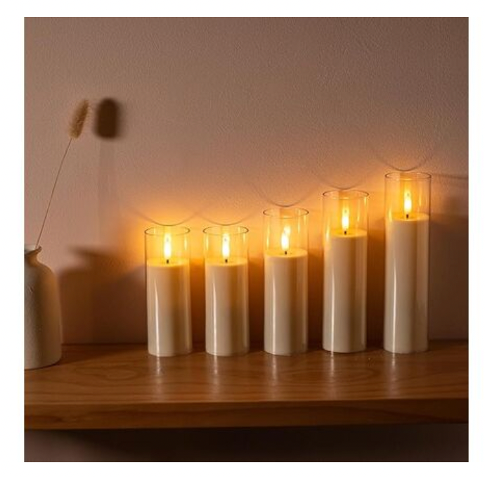 5 PACK Clear LED Candles - (Battery operated)