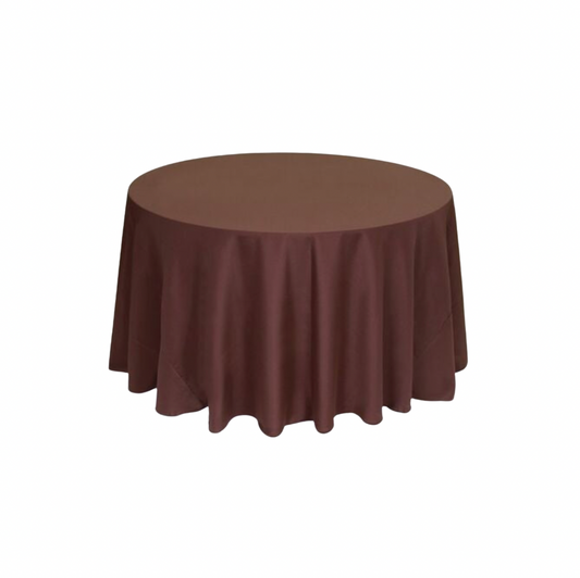 Chocolate Polyester 96" Round Tablecloth Linen