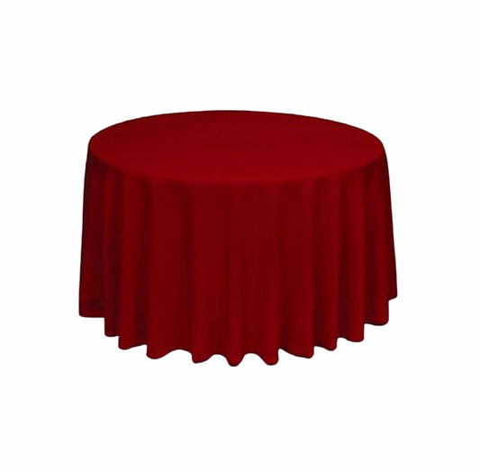 Red Polyester 96" Round Tablecloth Linen