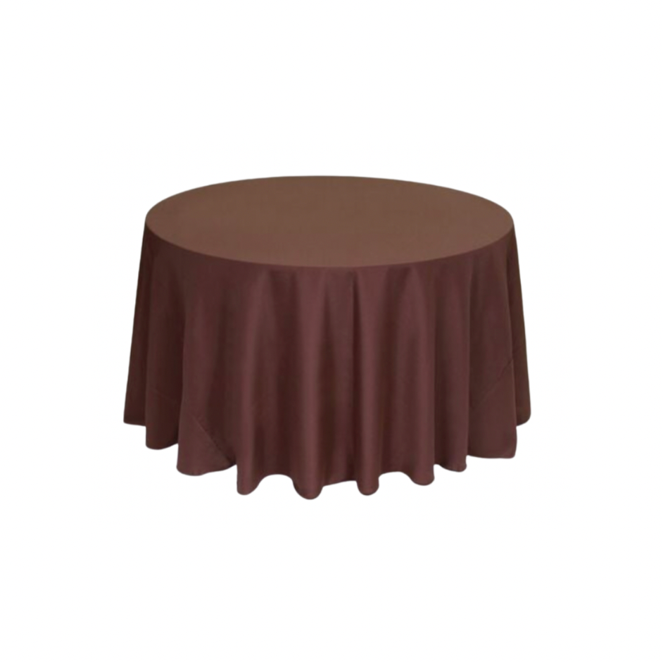 Chocolate Polyester 132" Round Tablecloth Linen