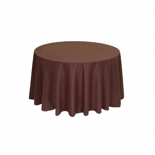Chocolate Polyester 132" Round Tablecloth Linen