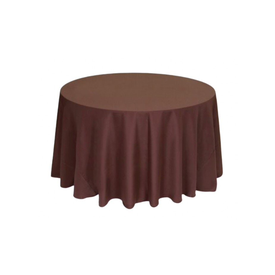 Chocolate Polyester 120" Round Tablecloth Linen